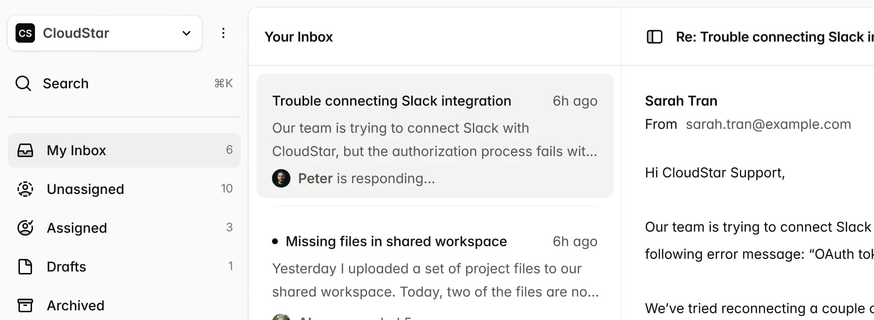 Crater workspace showing parallel agents coordinating inbox and workflow tasks